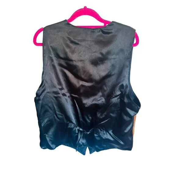 J.M.T. 70s Vintage Brown Leather Vest Jacket Suede Patchwork Western Boho Hippy - Picture 3 of 8